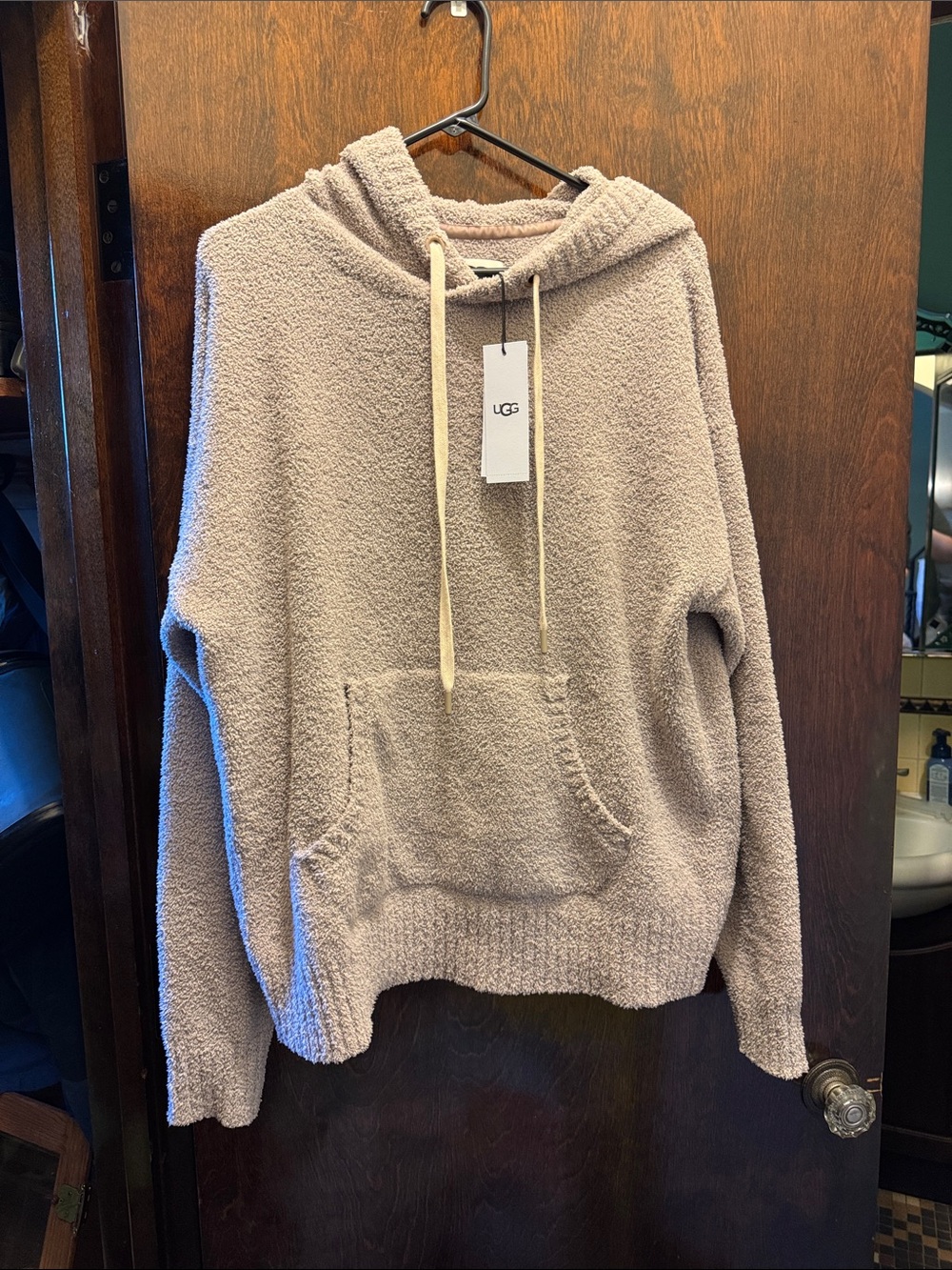 UGG Plush Sherpa Hoodie in Taupe